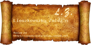 Lieszkovszky Zalán névjegykártya